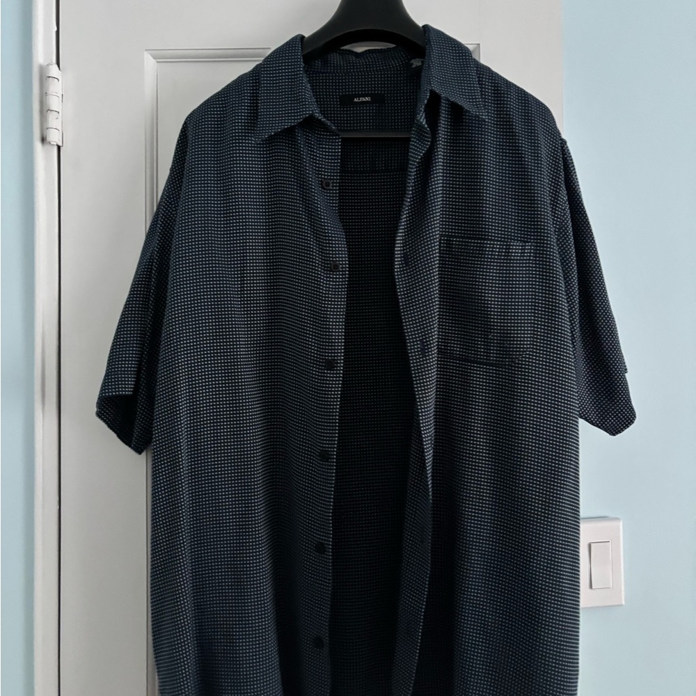Alfani Dark Blue Patterned Shirt